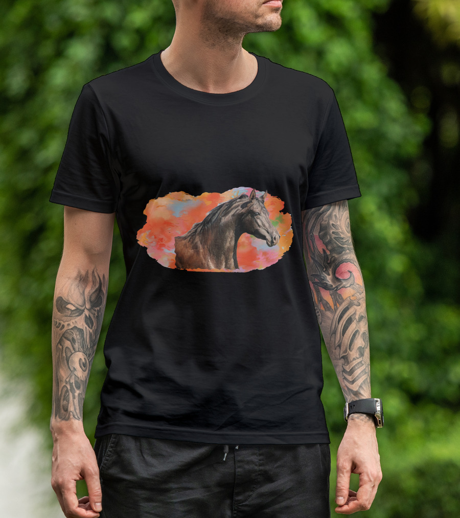 Arabian Horse With Vibrant Abstract Background T-Shirt