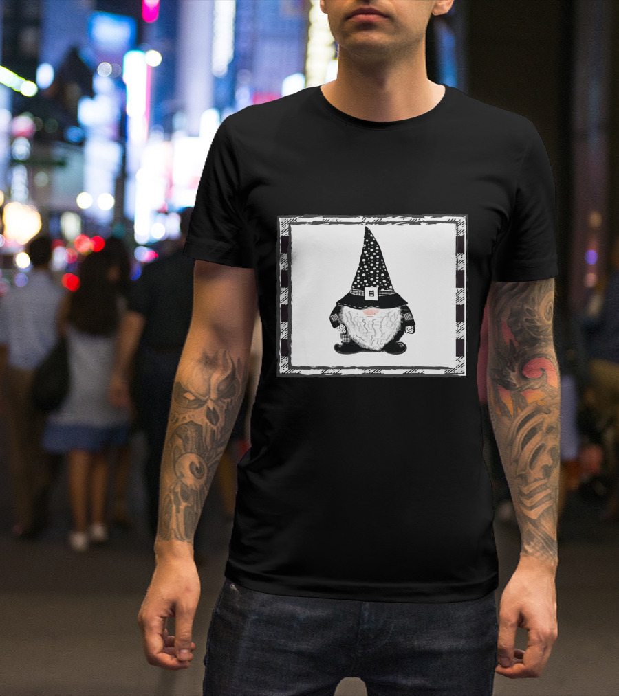 Gnome Black And White Polka Dot Hat Belted T-Shirt