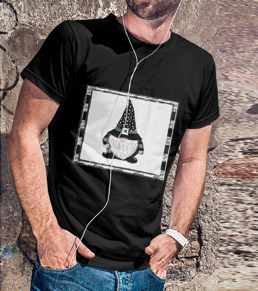Gnome Black And White Polka Dot Hat Belted T-Shirt