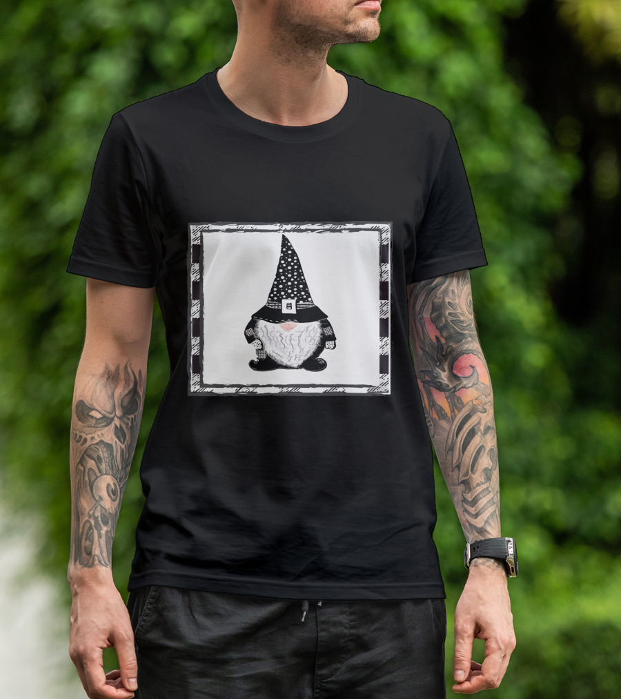 Gnome Black And White Polka Dot Hat Belted T-Shirt