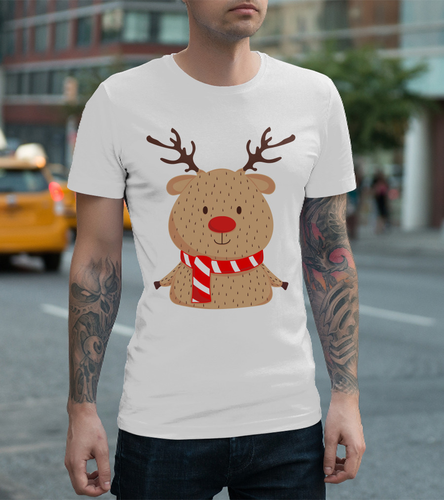 Baby Reindeer In Festive Winter Scarf T-Shirt