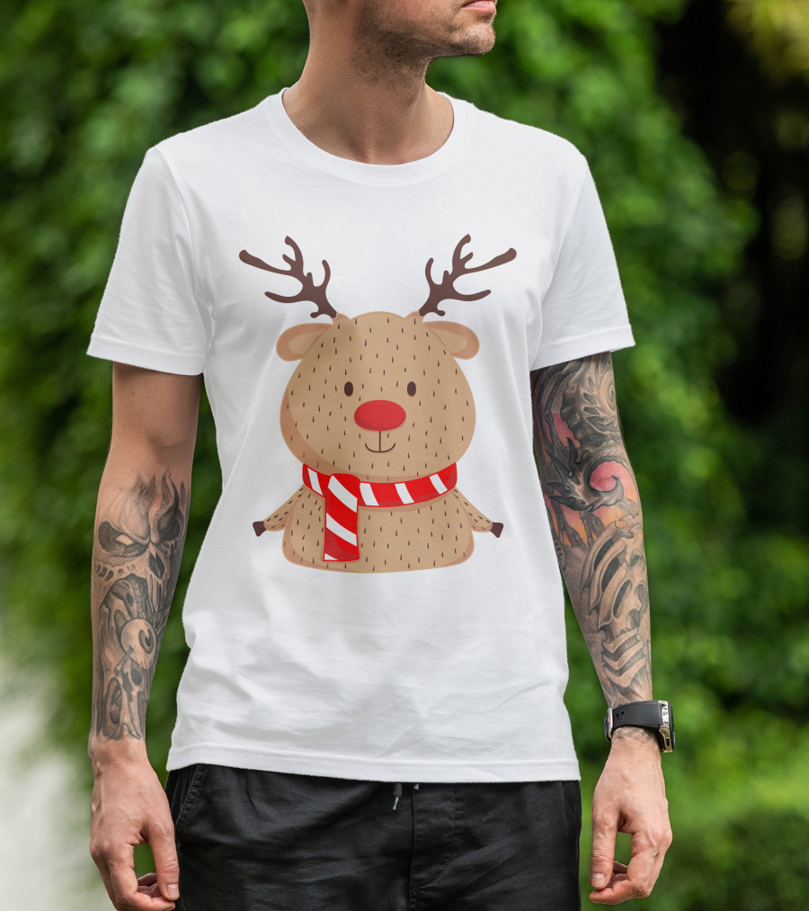 Baby Reindeer In Festive Winter Scarf T-Shirt
