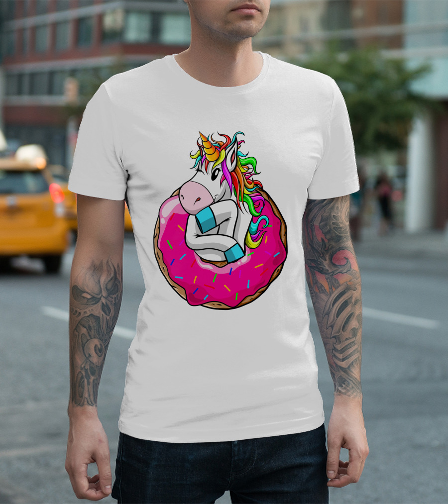 Baby Unicorn Inside Pink Sprinkled Donut T-Shirt
