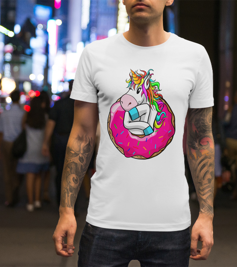 Baby Unicorn Inside Pink Sprinkled Donut T-Shirt