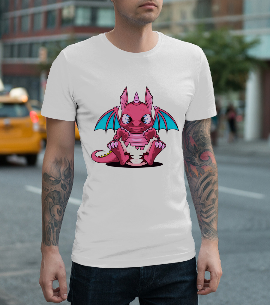 Pink Dragon Cute Cerulean Winged Hatchling T-Shirt