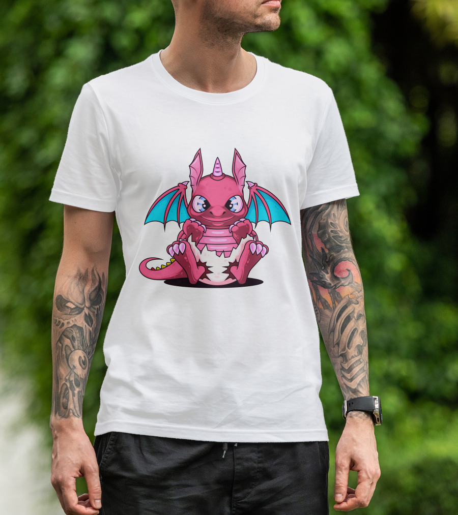 Pink Dragon Cute Cerulean Winged Hatchling T-Shirt