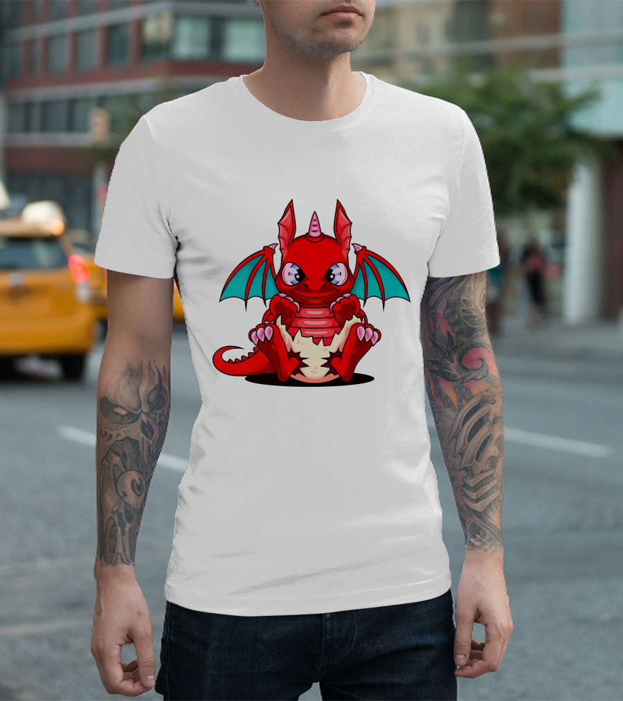 Red Cute Dragon Demon Fantasy Creature T-Shirt