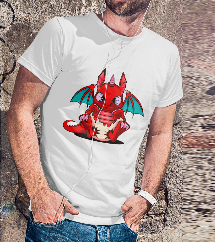 Red Cute Dragon Demon Fantasy Creature T-Shirt