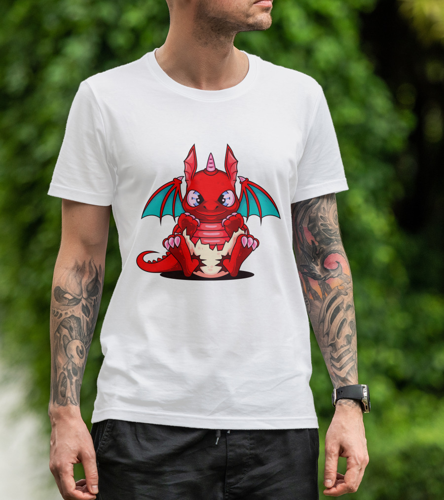 Red Cute Dragon Demon Fantasy Creature T-Shirt