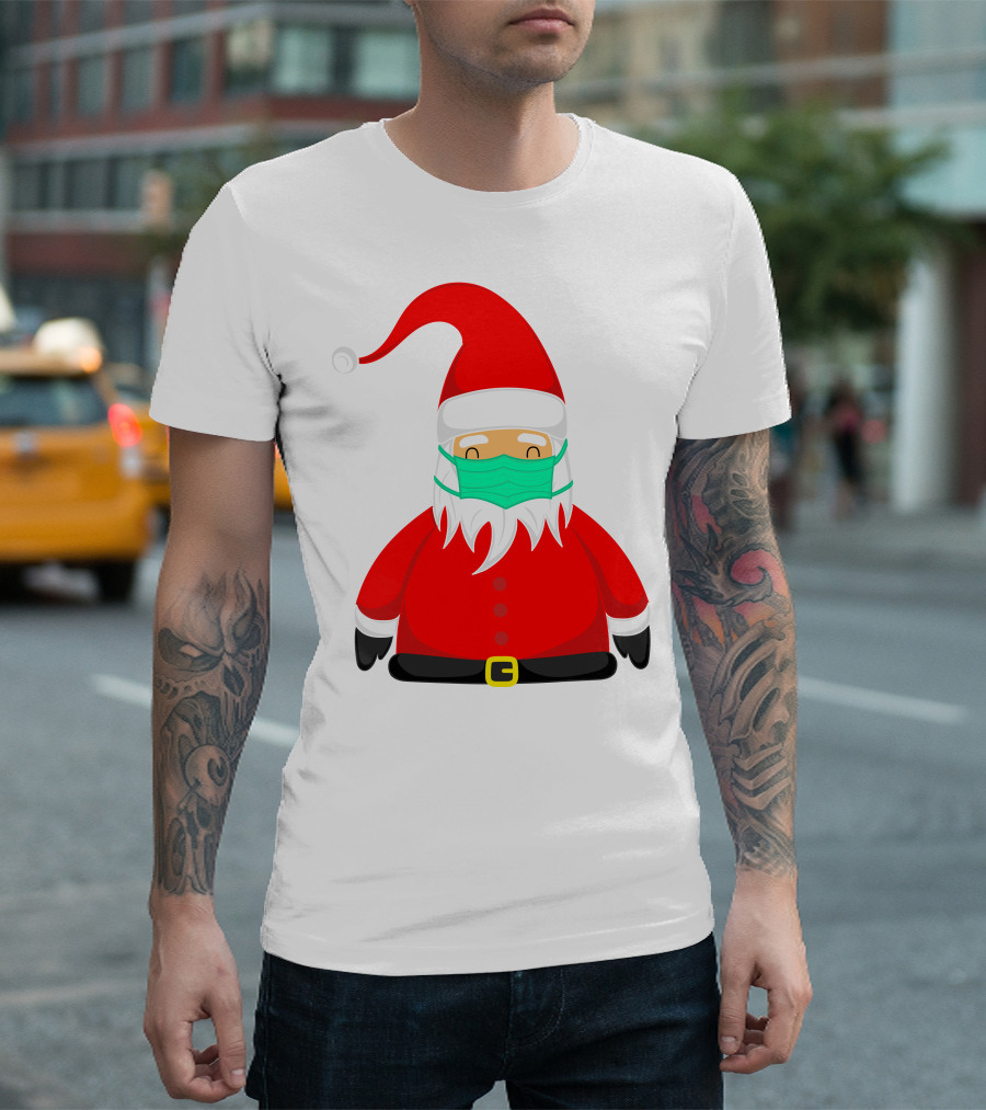 Santa Claus Wearing Green Face Mask T-Shirt