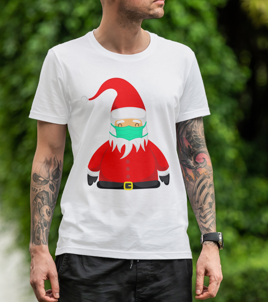 Santa Claus Wearing Green Face Mask T-Shirt