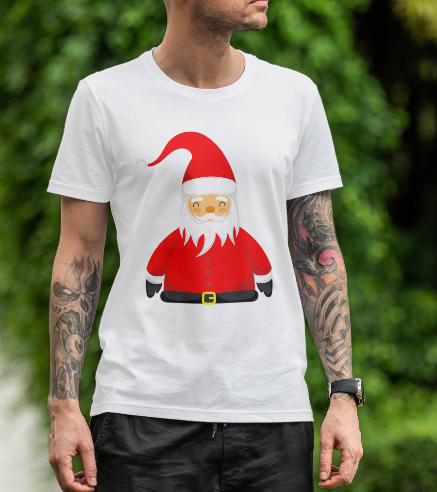 Santa Claus Outfit On Christmas Cartoon T-Shirt