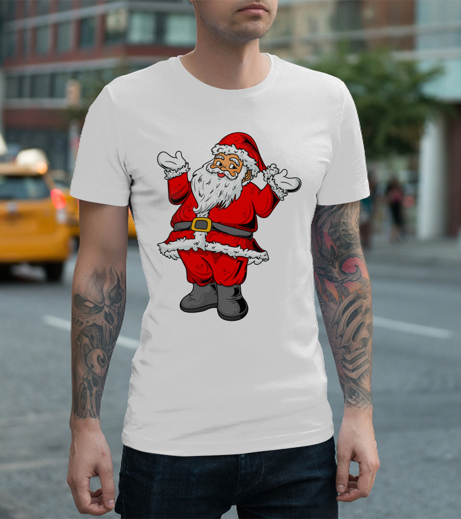Funny Santa Claus Hands Up in Classic Red Suit T-Shirt