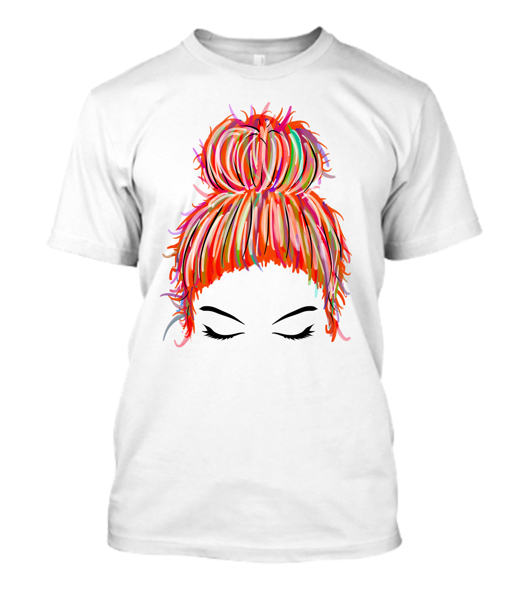 Messy Bun Hair Munlife Colorful Updo T-Shirt