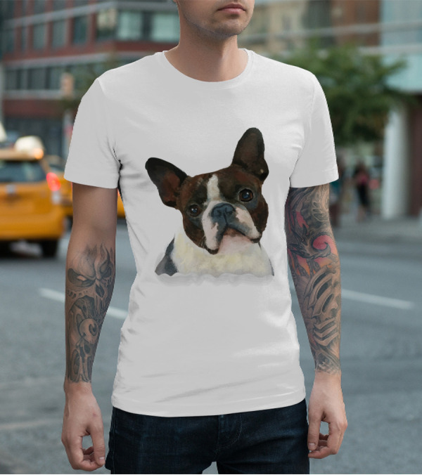 Watercolor French Bulldog Head T-Shirt