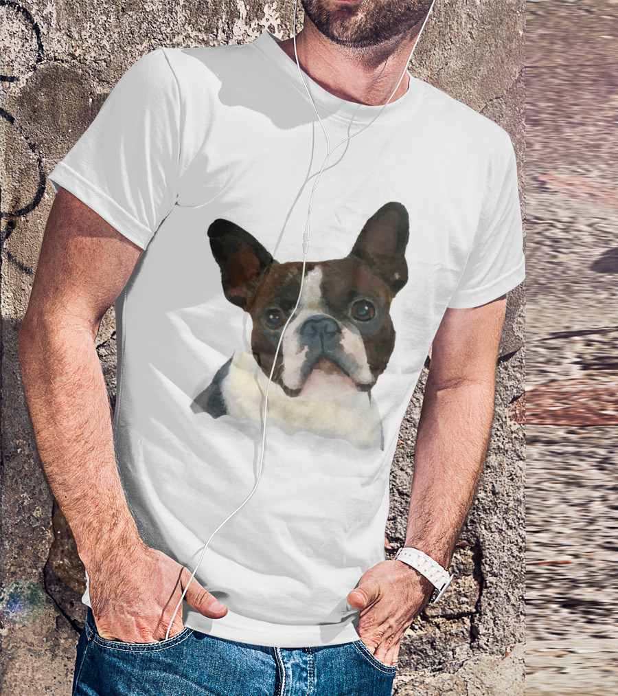Watercolor French Bulldog Head T-Shirt