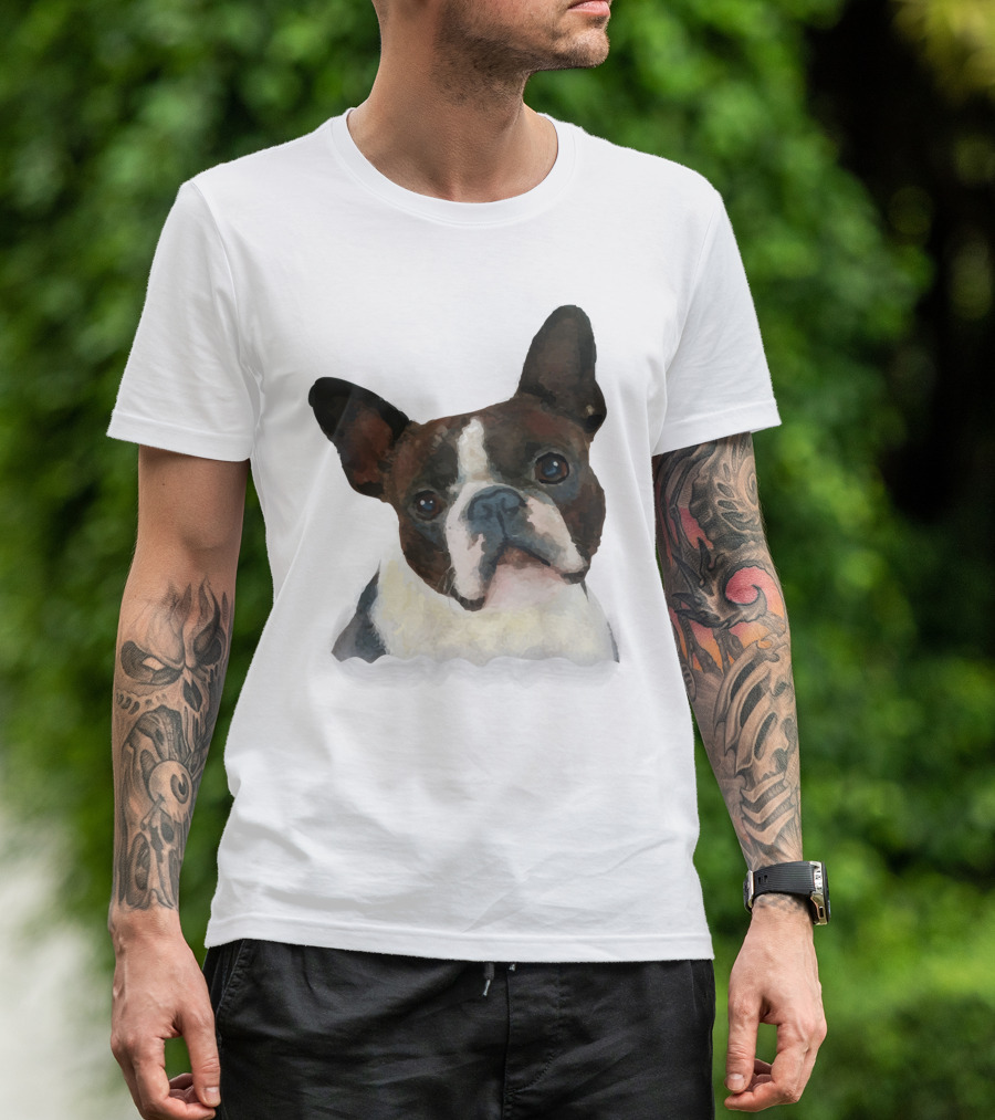 Watercolor French Bulldog Head T-Shirt