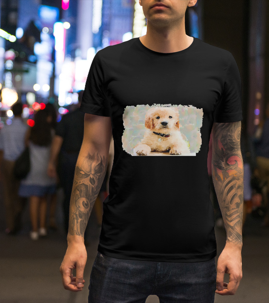 Watercolor Puppy Dog Golden Retriever Pastel Abstract T-Shirt