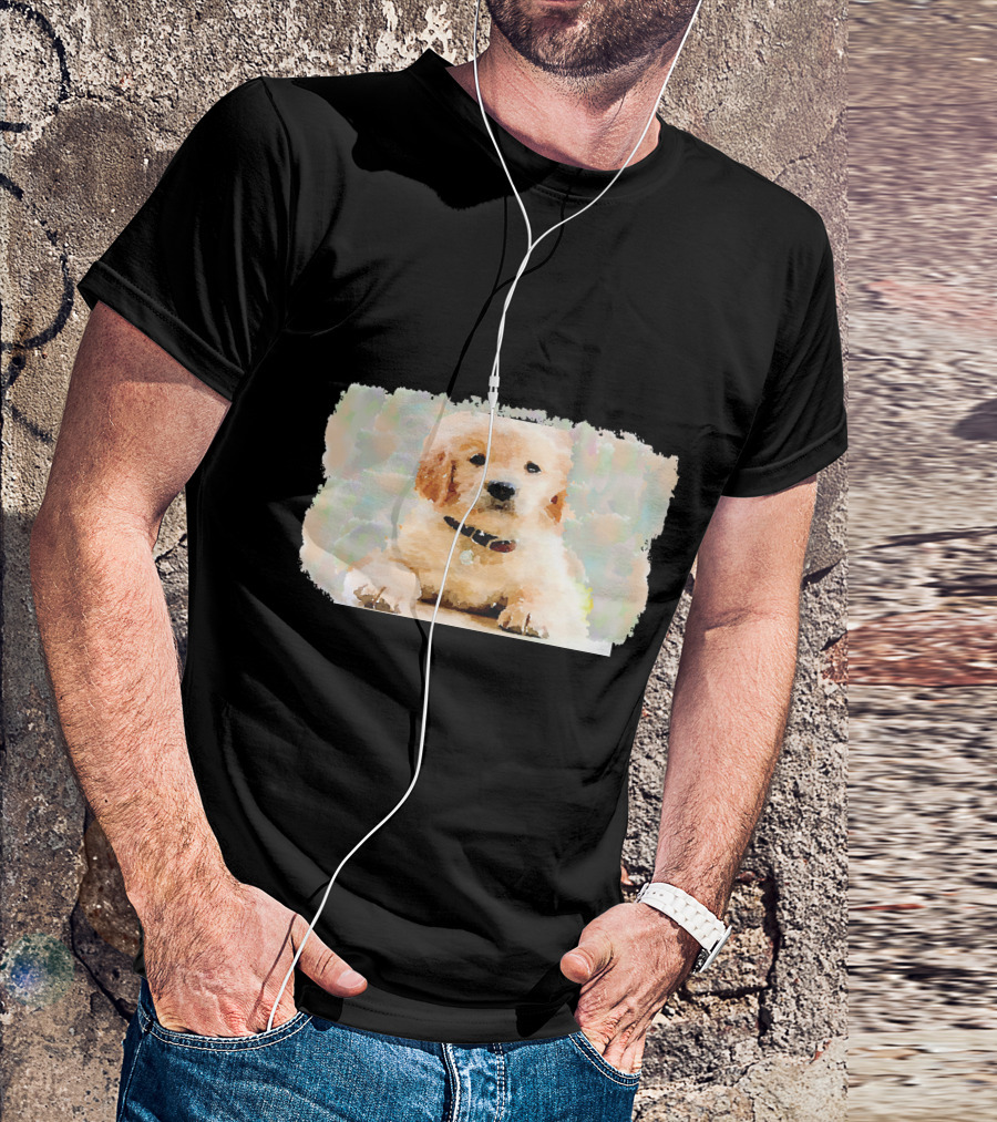Watercolor Puppy Dog Golden Retriever Pastel Abstract T-Shirt