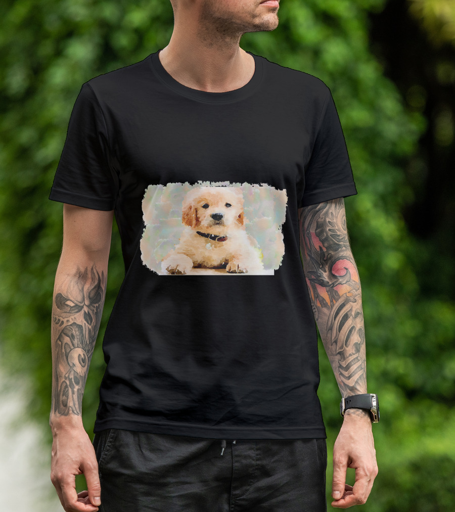 Watercolor Puppy Dog Golden Retriever Pastel Abstract T-Shirt