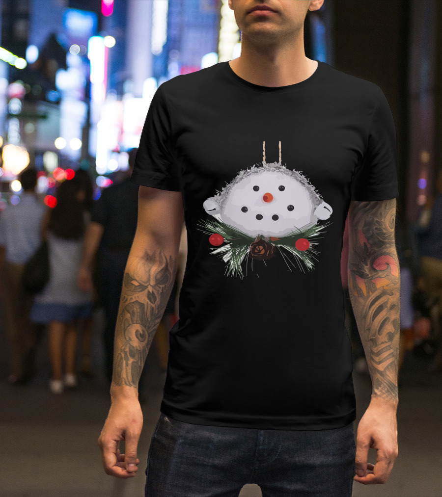 Christmas Snowman Ball Ornament With Pinecones And Berries T-Shirt