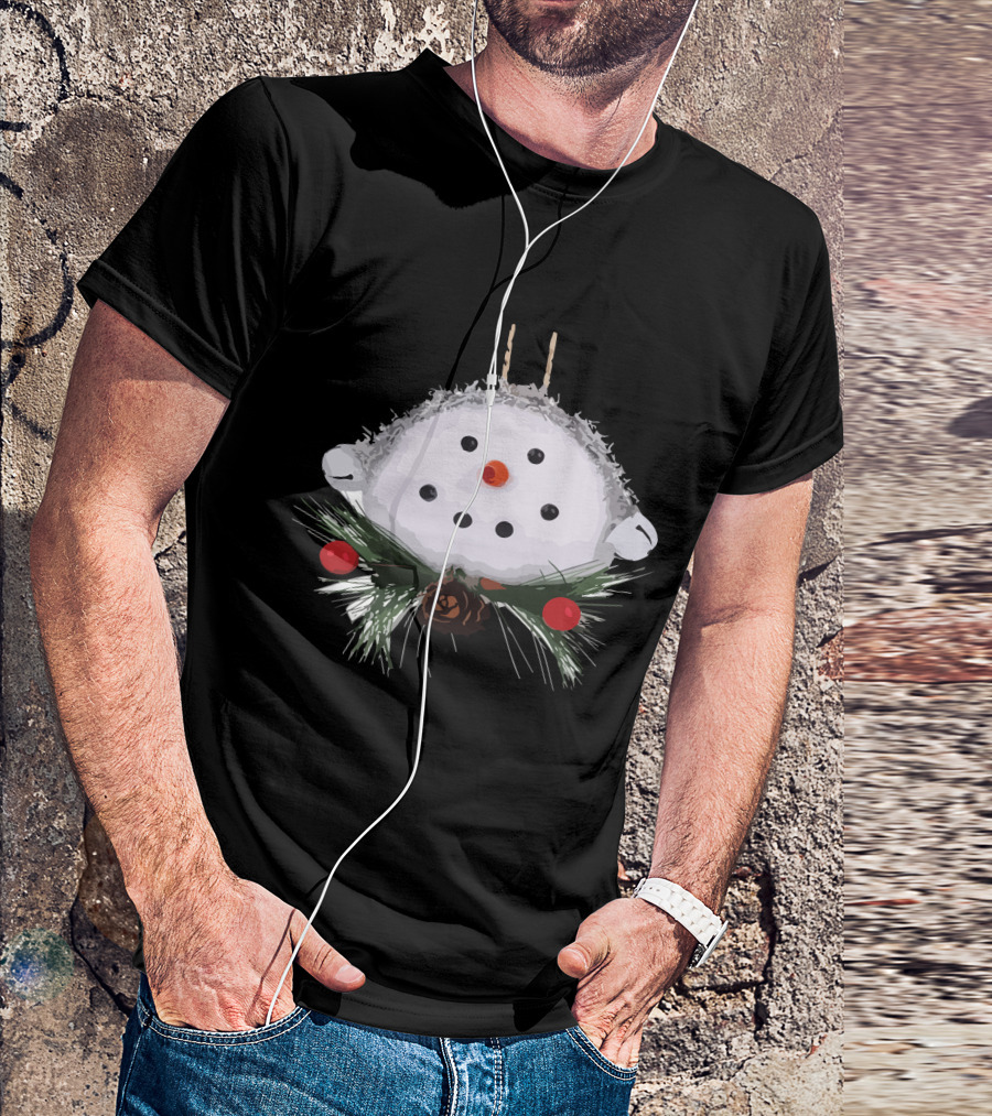 Christmas Snowman Ball Ornament With Pinecones And Berries T-Shirt