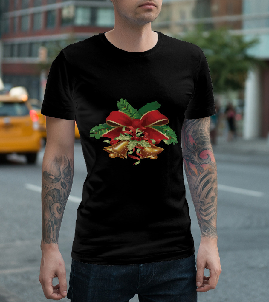 Christmas Bells Holly Ribbon Garland T-Shirt