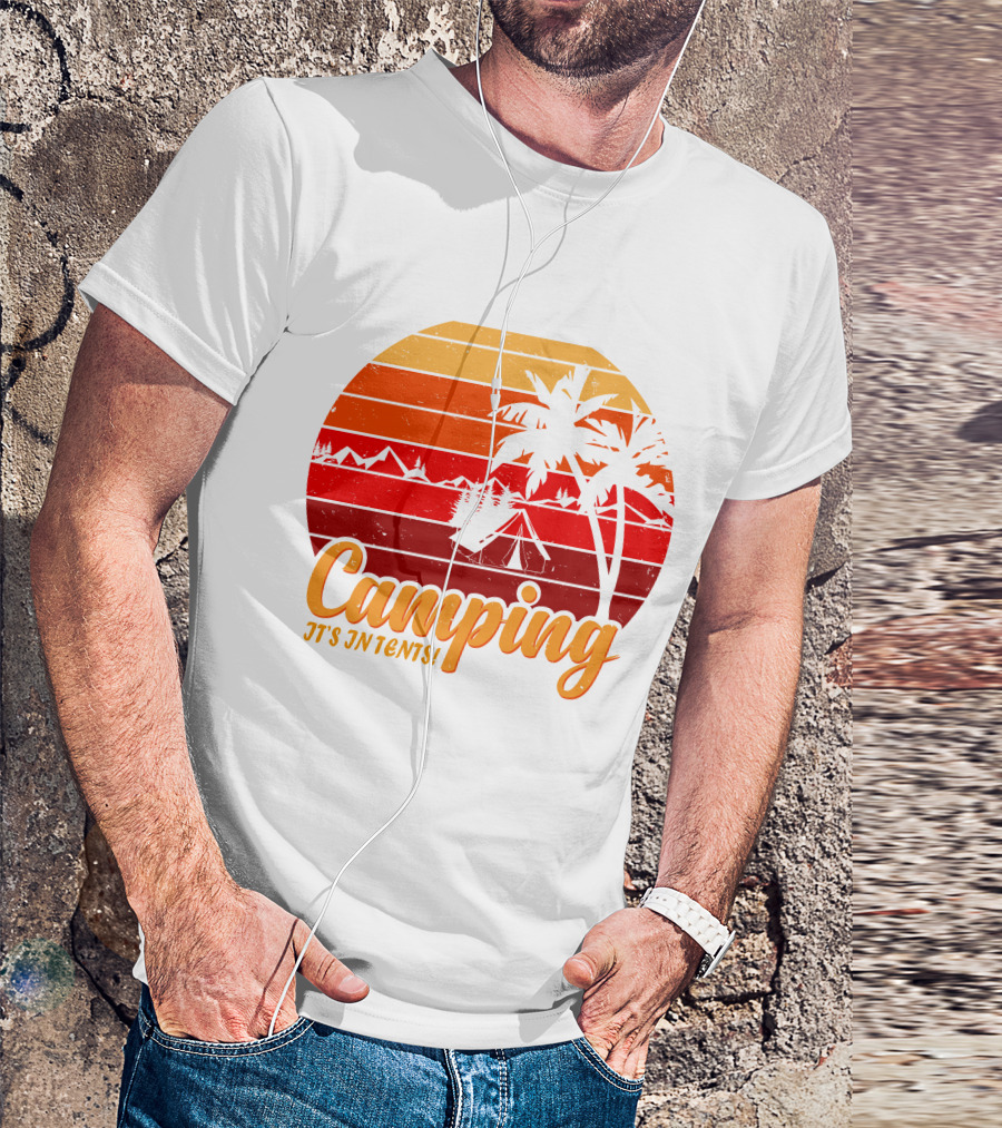 Camping It's In Tents Palm Trees Sunset Mountains T-Shirt