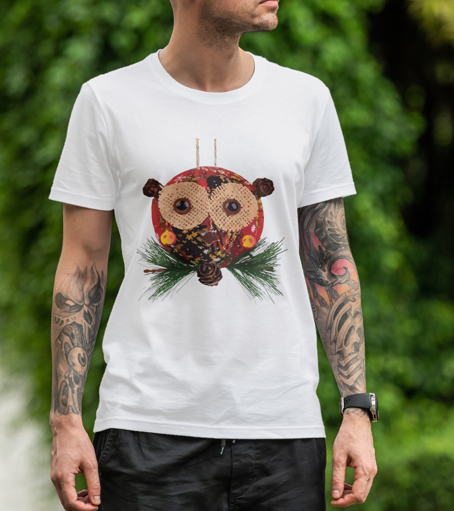 Christmas Ball Ornaments Owl With Pinecones And Greenery T-Shirt
