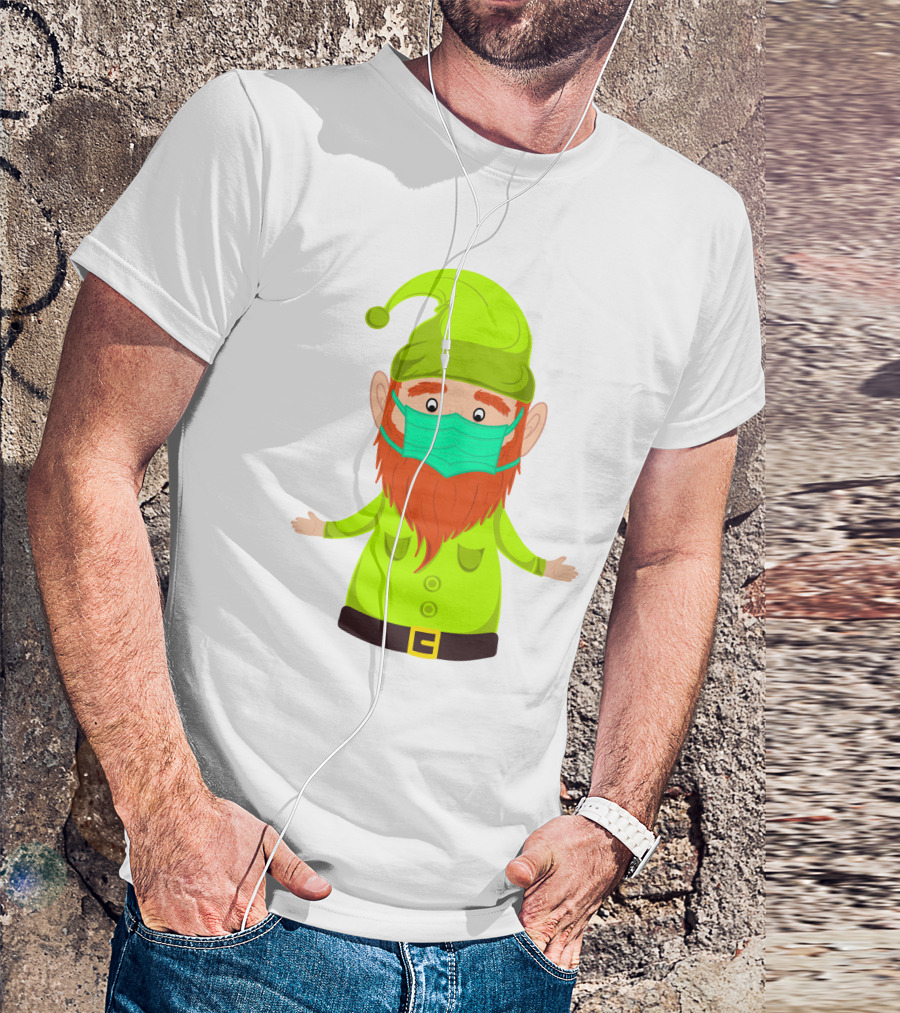 Gnome With Green Hat Wearing Face Mask T-Shirt