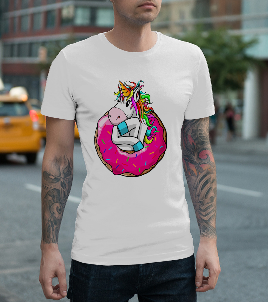 Unicorn Donut Cake Rainbow Horn Pink Sprinkles T-Shirt