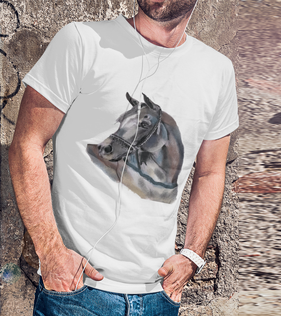 Watercolor Portrait Of Arabian Horse Head T-Shirt