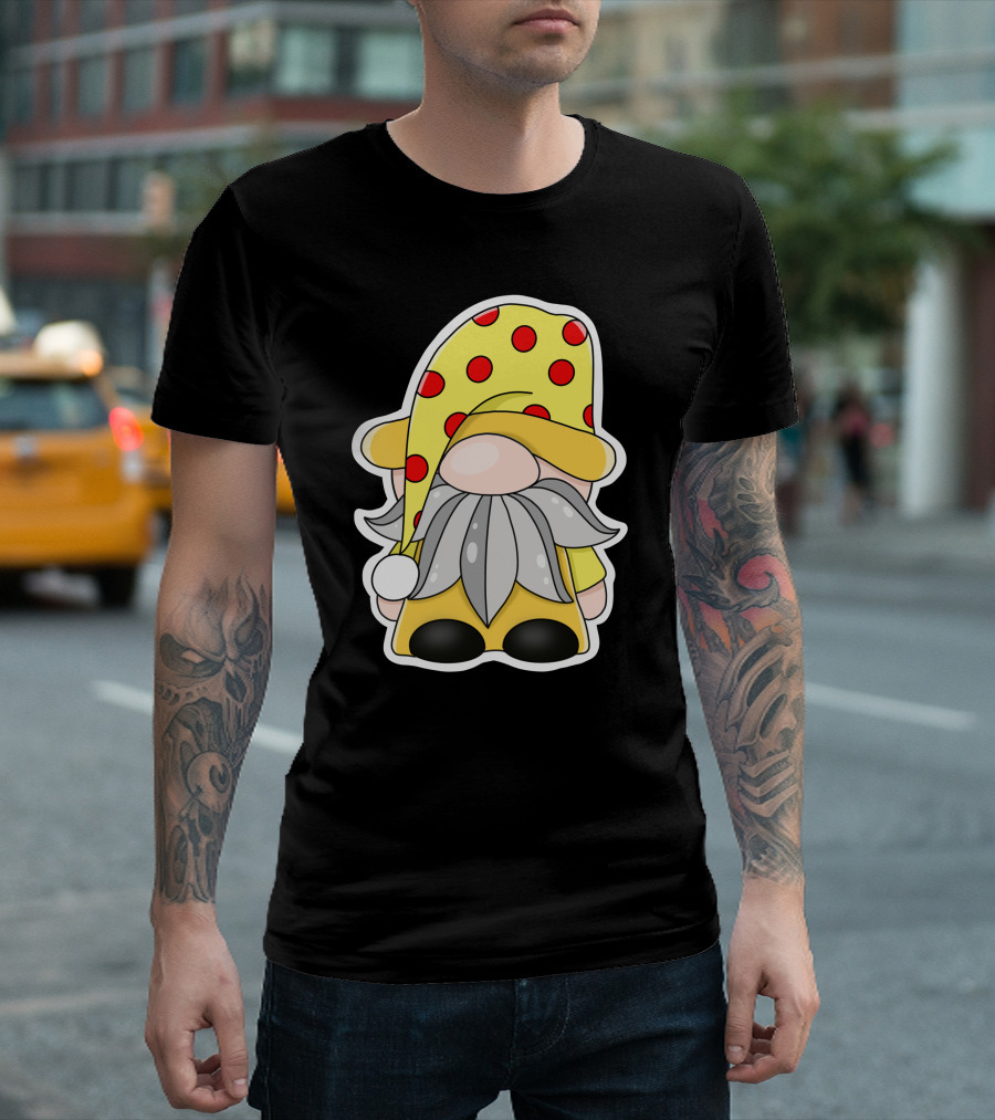 Funny Gnomes Yellow Red Polka Dot Hat T-Shirt