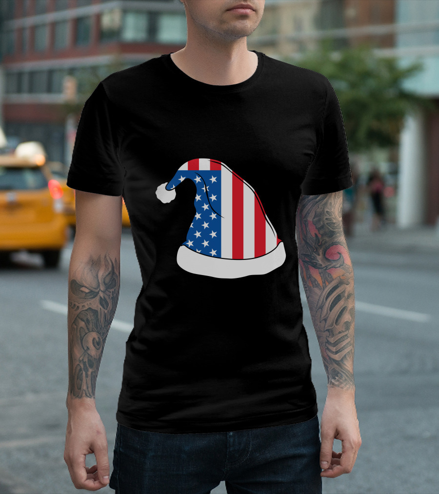 USA Flag Santa Hat Christmas Hat T-Shirt
