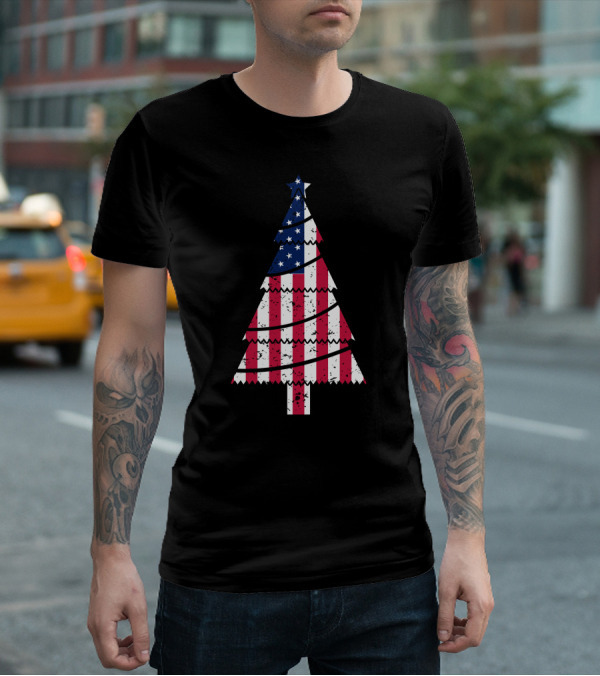 USA Flag Christmas Tree T-Shirt
