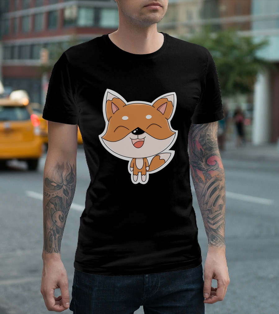 Fox Cartoons Happy Cute Fox Character T-Shirt