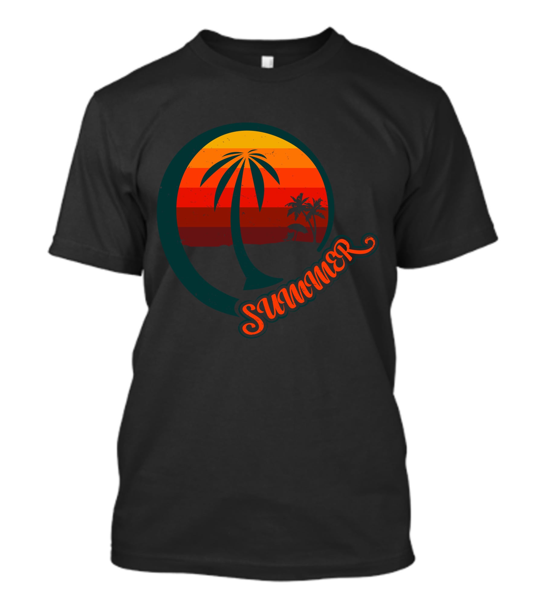 Summer Palm Sunset Beach Scene T-Shirt