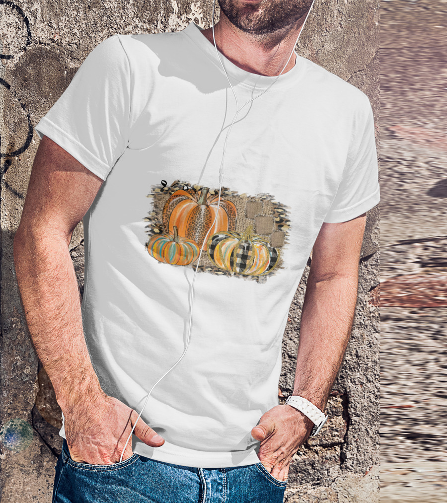 Leopard And Plaid Pumpkins Thanksgiving T-Shirt