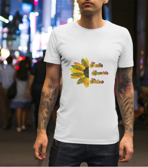 Smile Sparkle Shine Sunflower Blossom Burst T-Shirt