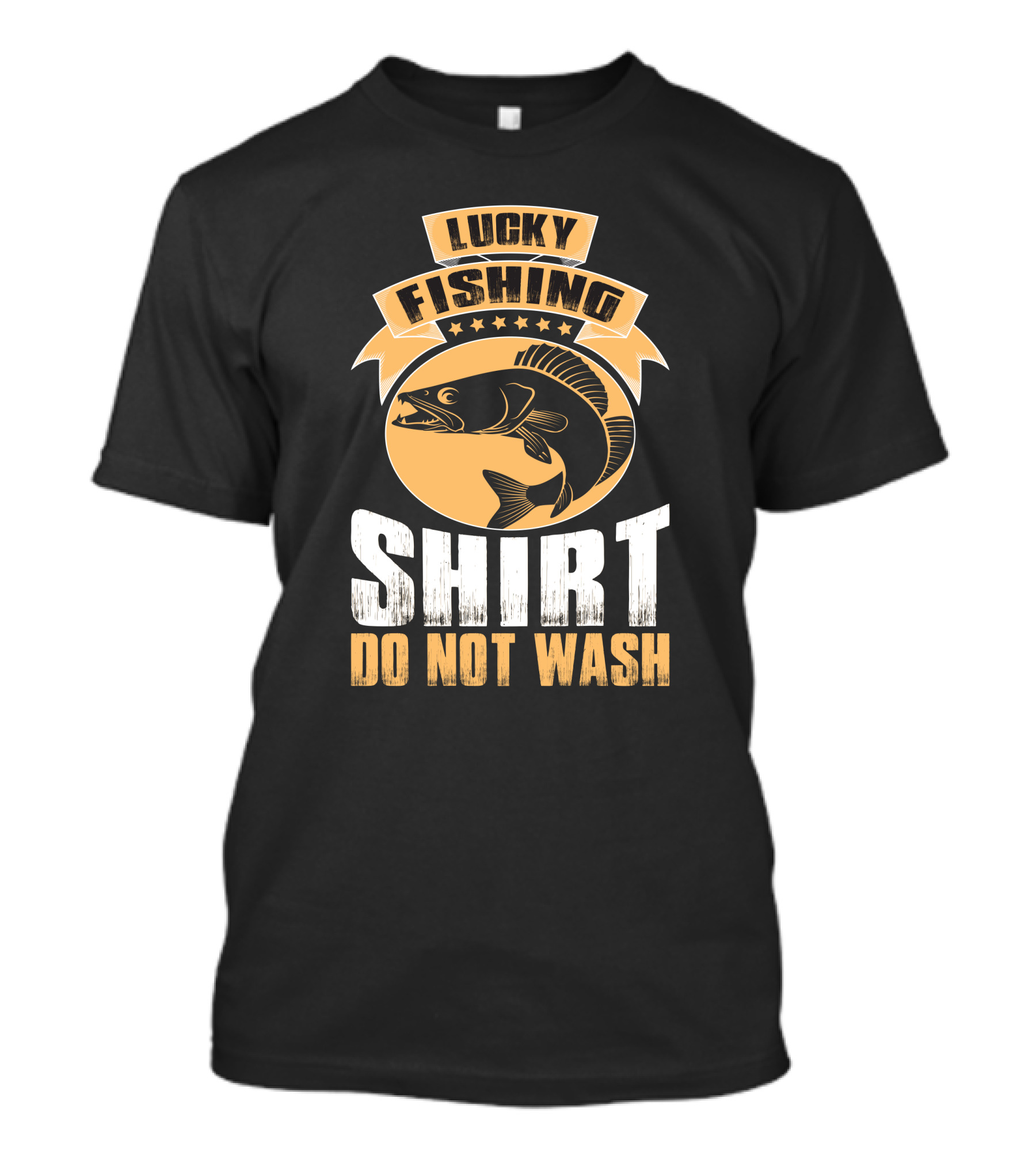 Lucky Fishing Shirt Do Not Wash Fish Emblem T-Shirt