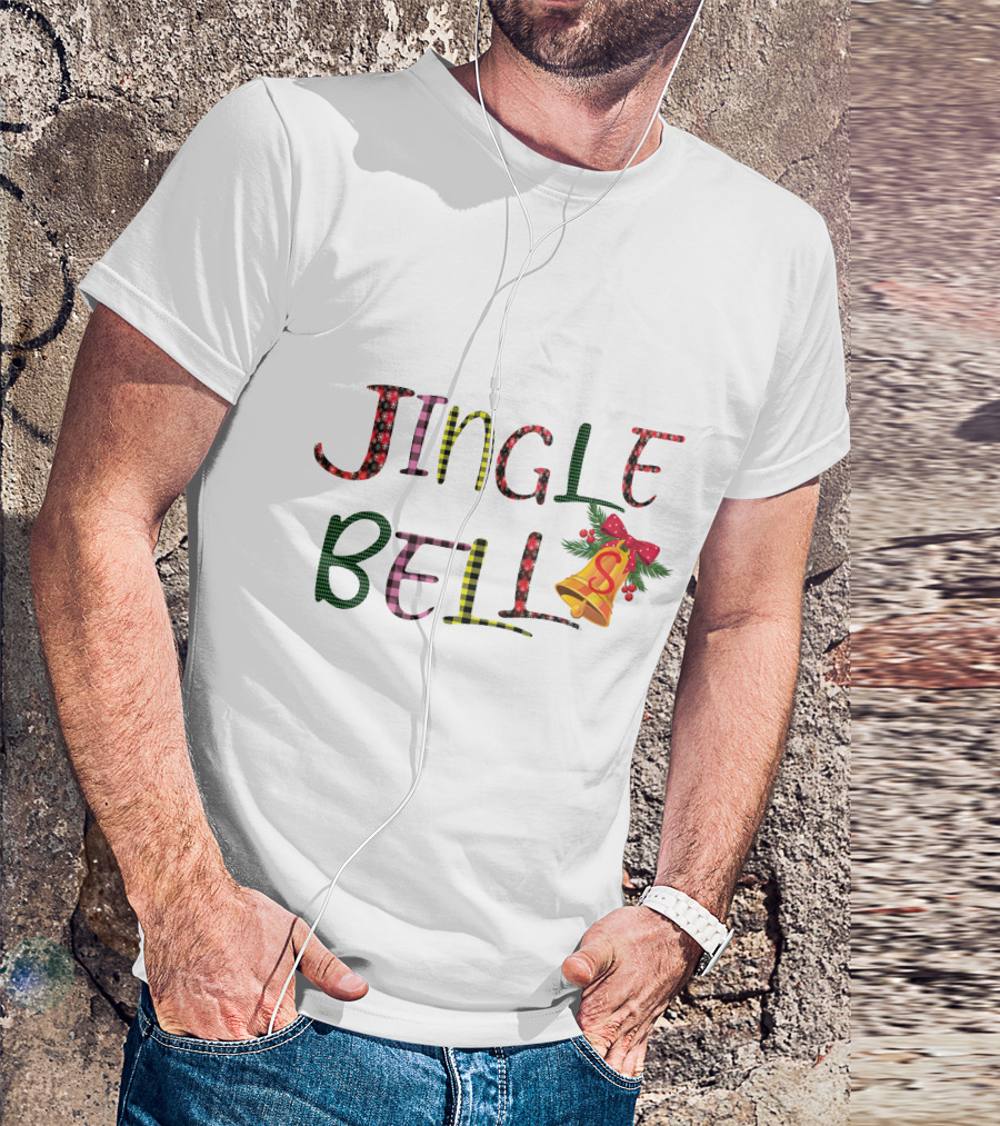 Jingle Bell Holiday Pattern With Festive Bow And Holly T-Shirt
