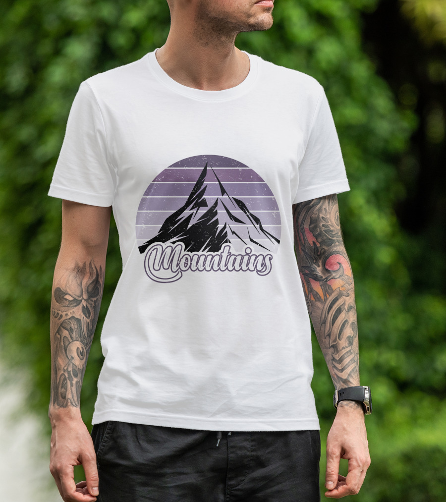 Mountains Vintage Retro Sunset Camping T-Shirt