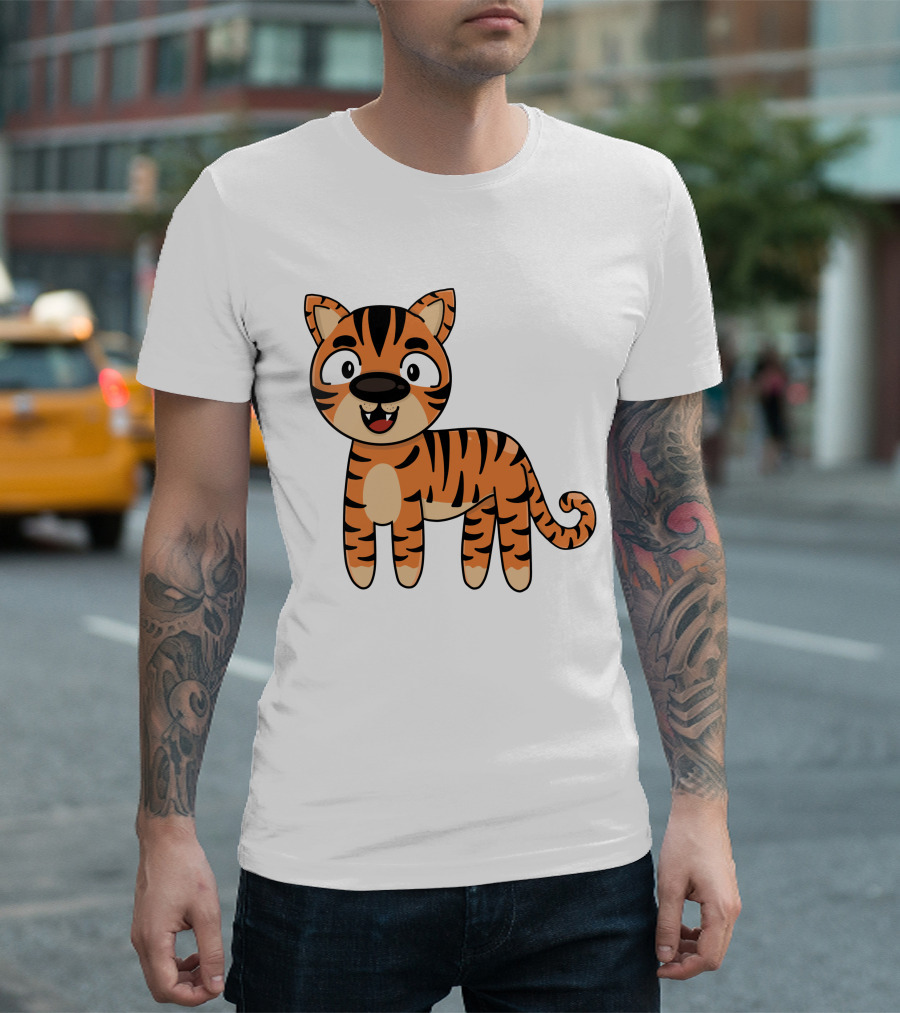 Adorable Striped Cartoon Baby Tiger T-Shirt