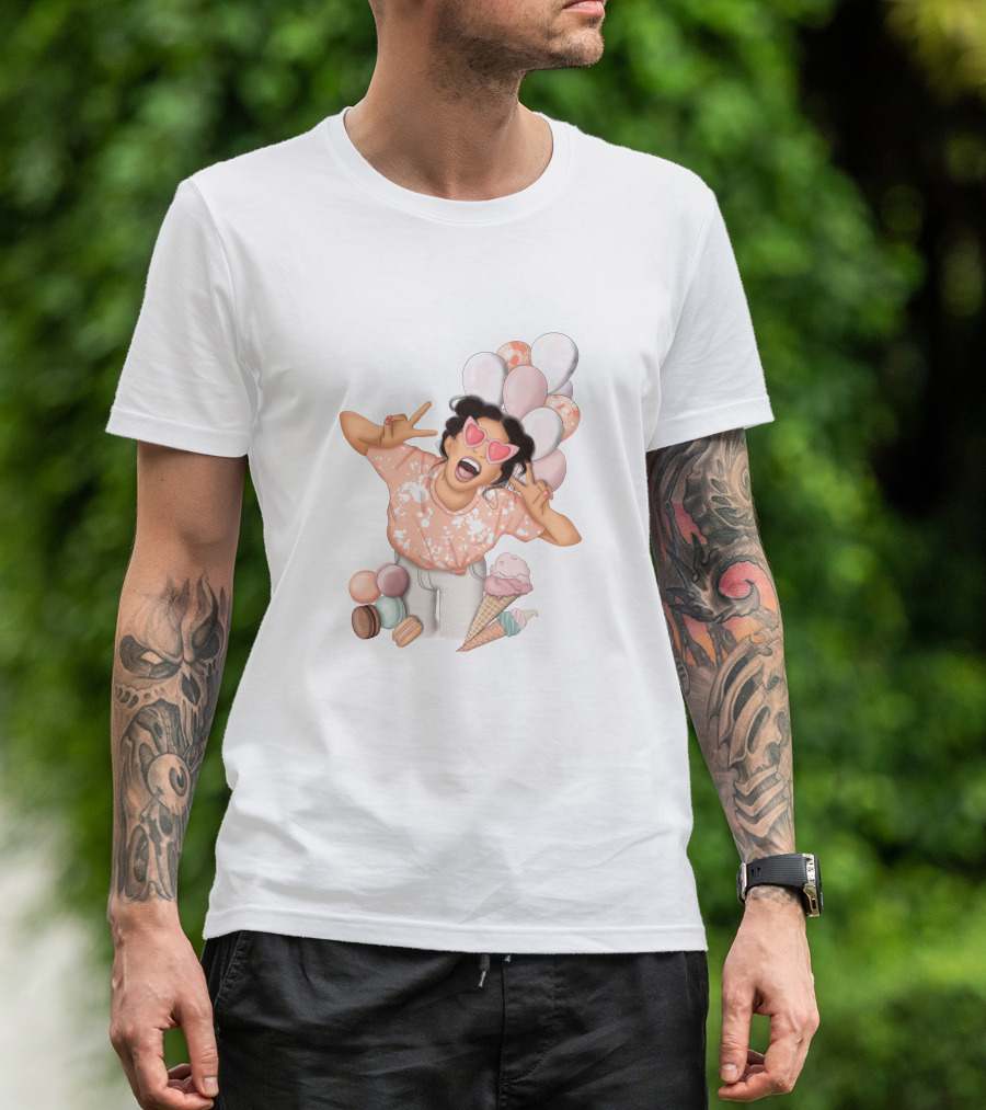 Diy Sublimation Good Mood Ice Cream And Macarons With Heart Sunglasses And Balloons T-Shirt