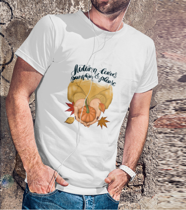Autumn Leaves Pumpkin Please Cozy Fall Vibes T-Shirt
