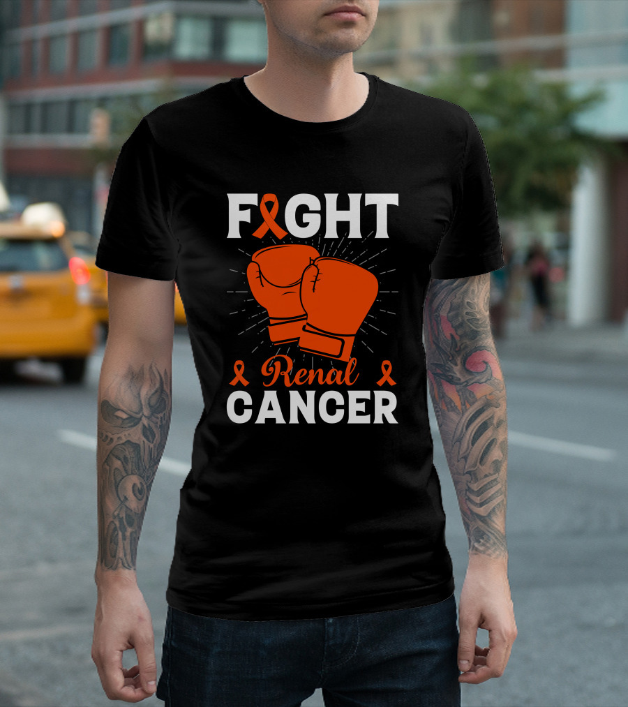 FIGHT RENAL CANCER ORANGE RIBBON BOXING GLOVES T-Shirt
