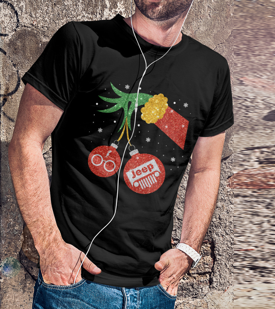 Jeep Grinch Hand Christmas Ornament Harry Glasses T-Shirt