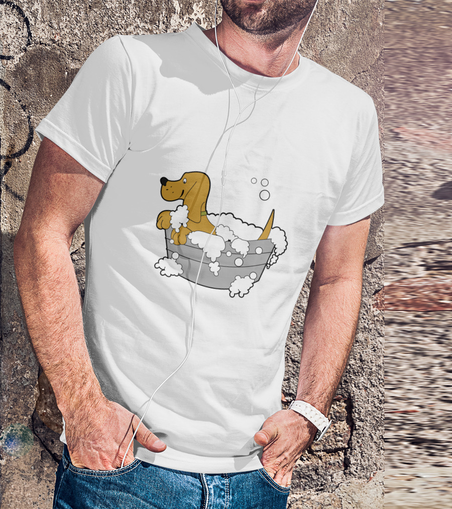 Bath Time Puppy In Bubble Tub Cartoon T-Shirt