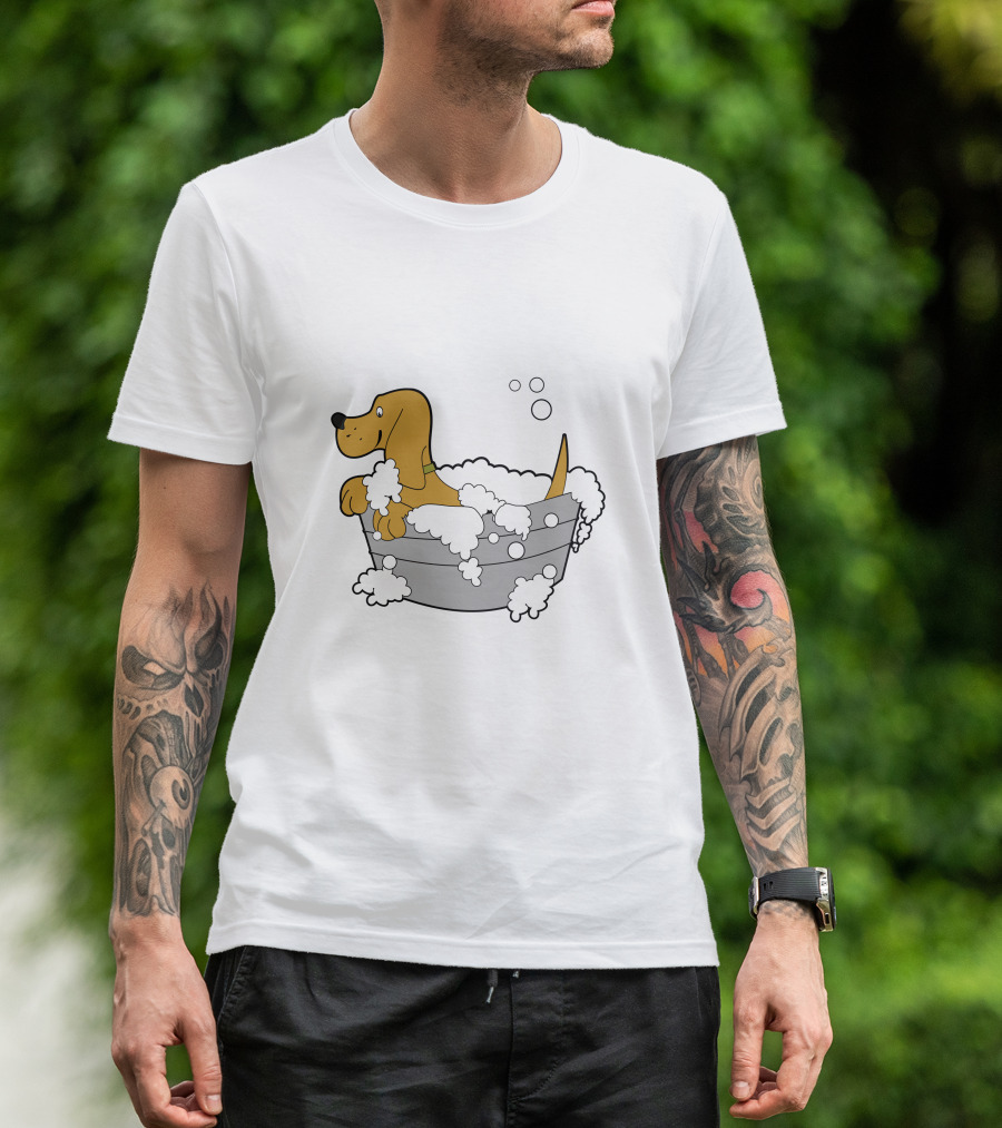 Bath Time Puppy In Bubble Tub Cartoon T-Shirt