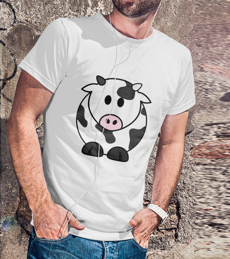 Cartoon Cow Black And White Spotted Adorable T-Shirt